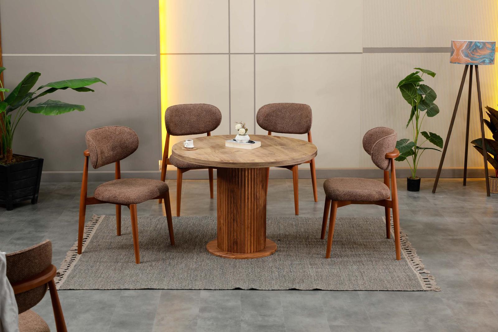 Ahşap Polo İskelet Yuvarlak Masa Takımı